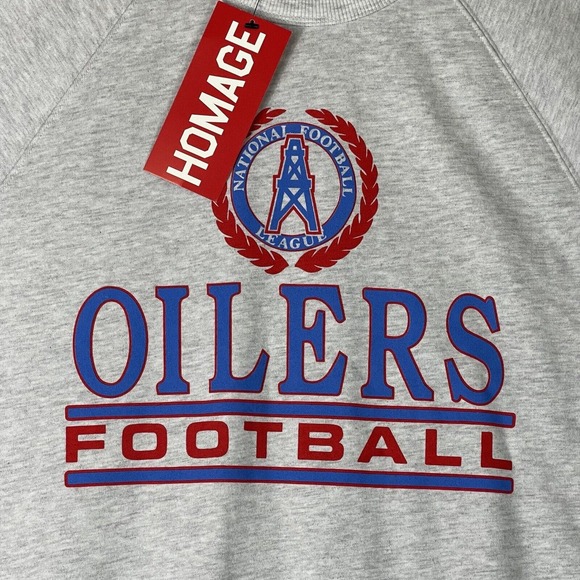 Homage Sweater Mens Large Gray Oilers Football NFL Sweatshirt Pullover Adult NWT - Picture 3 of 10